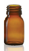 30 ml syrup bottle, amber, type 3 moulded glass